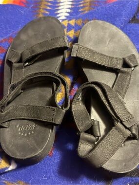 Teva Black Strappy Leather Sandals